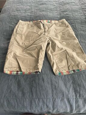 Jetlag Men’s Khaki Reversible Shorts with Multicolor Plaid Trim